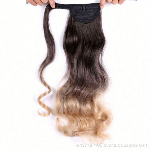 MYZYR Long Curly/Straight Clip in Hair Tail Nature False Ponytail Hairpiece With Hairpins Synthetic Ponytail Hair Extension